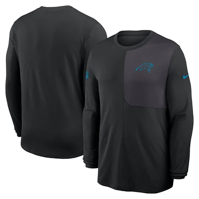 Men's Nike Black Carolina Panthers Sideline Coach UV Performance Long Sleeve T-Shirt