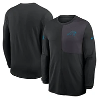 Men's Nike Black Carolina Panthers Sideline Coach UV Performance Long Sleeve T-Shirt