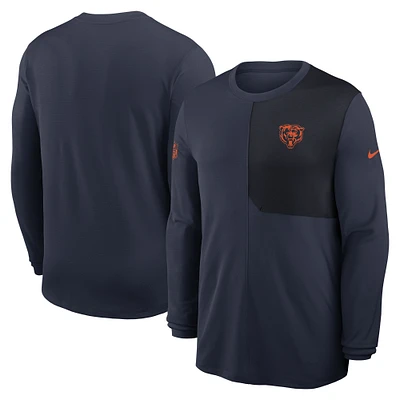 Men's Nike Navy Chicago Bears Sideline Coach UV Performance Long Sleeve T-Shirt