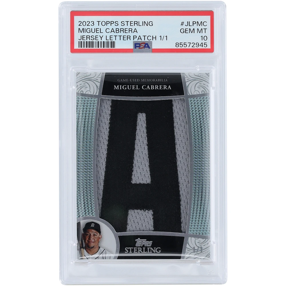 Miguel Cabrera Detroit Tigers 2023 Topps Sterling Game-Used Letter Relic #JLP-MC #1/1 PSA Authenticated 10 Card