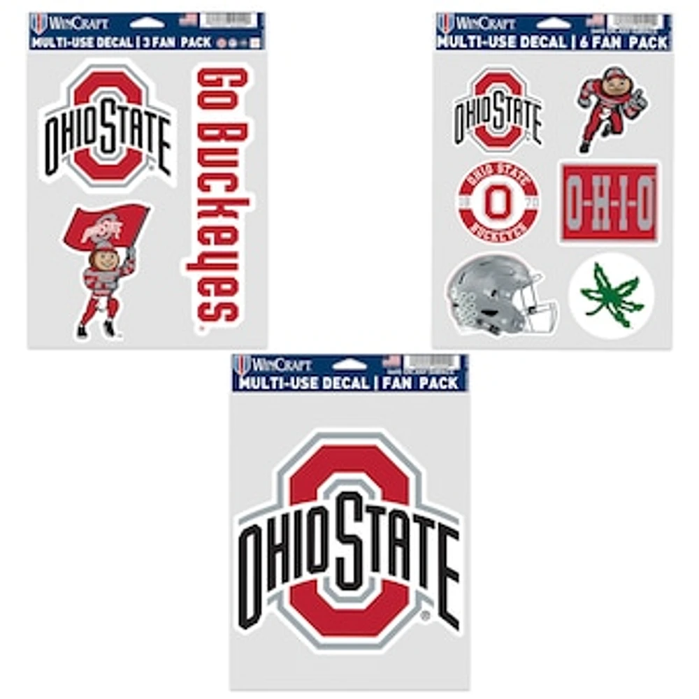 WinCraft Ohio State Buckeyes Three-Pack Fan Decal Set