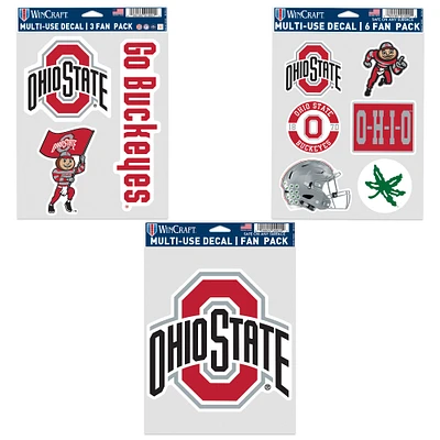 WinCraft Ohio State Buckeyes Three-Pack Fan Decal Set