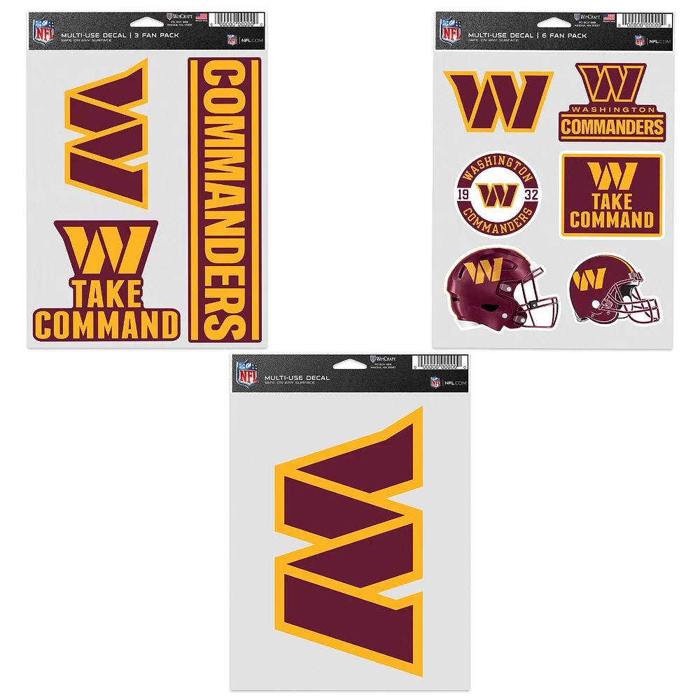 WinCraft Washington Commanders Three-Pack Fan Decal Set