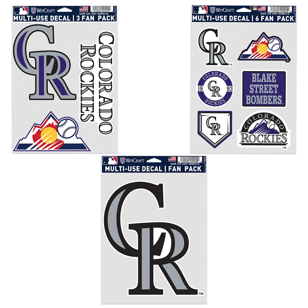 WinCraft Colorado Rockies Three-Pack Fan Decal Set