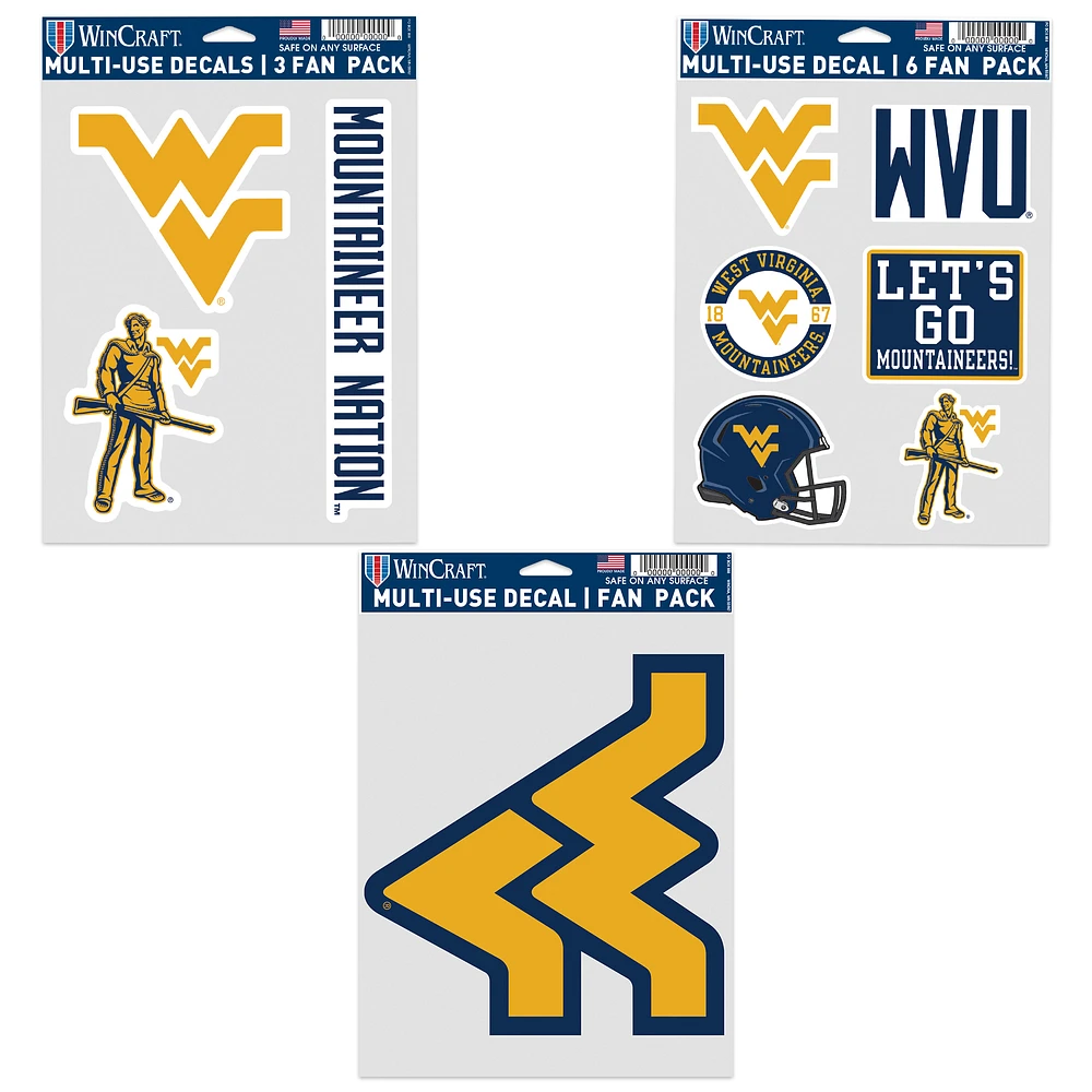 WinCraft West Virginia Mountaineers Three-Pack Fan Decal Set