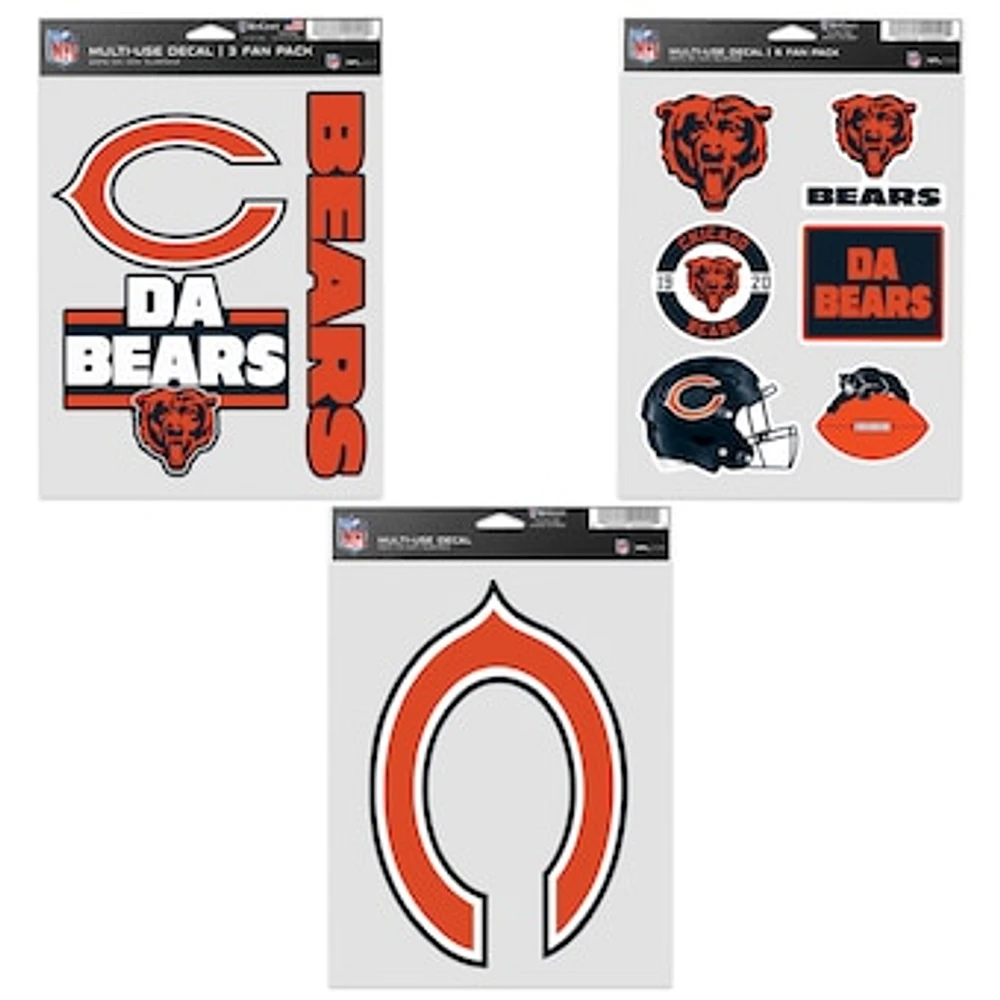 WinCraft Chicago Bears Three-Pack Fan Decal Set