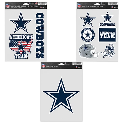 WinCraft Dallas Cowboys Three-Pack Fan Decal Set