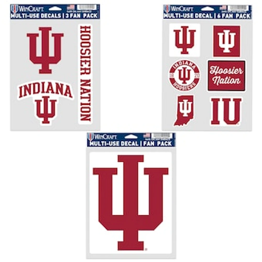 WinCraft Indiana Hoosiers Three-Pack Fan Decal Set