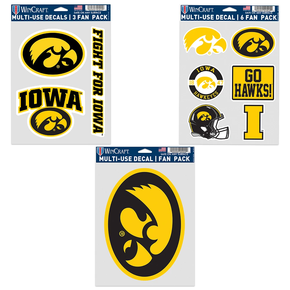 WinCraft Iowa Hawkeyes Three-Pack Fan Decal Set