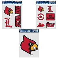 WinCraft Louisville Cardinals Three-Pack Fan Decal Set