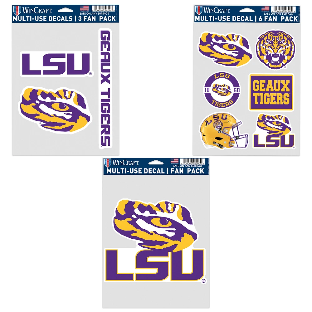 WinCraft LSU Tigers Three-Pack Fan Decal Set