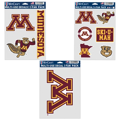 WinCraft Minnesota Golden Gophers Three-Pack Fan Decal Set