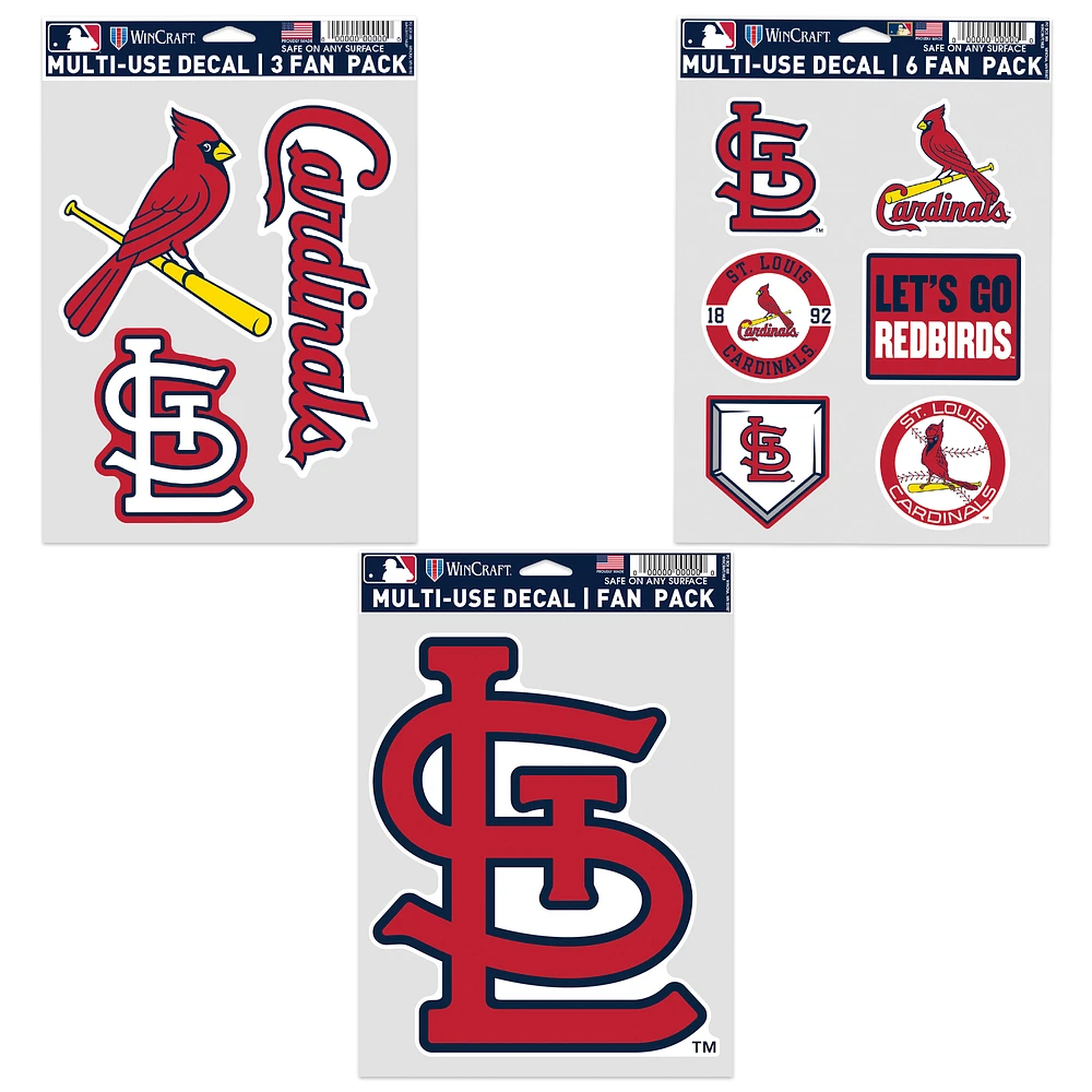 WinCraft St. Louis Cardinals Three-Pack Fan Decal Set