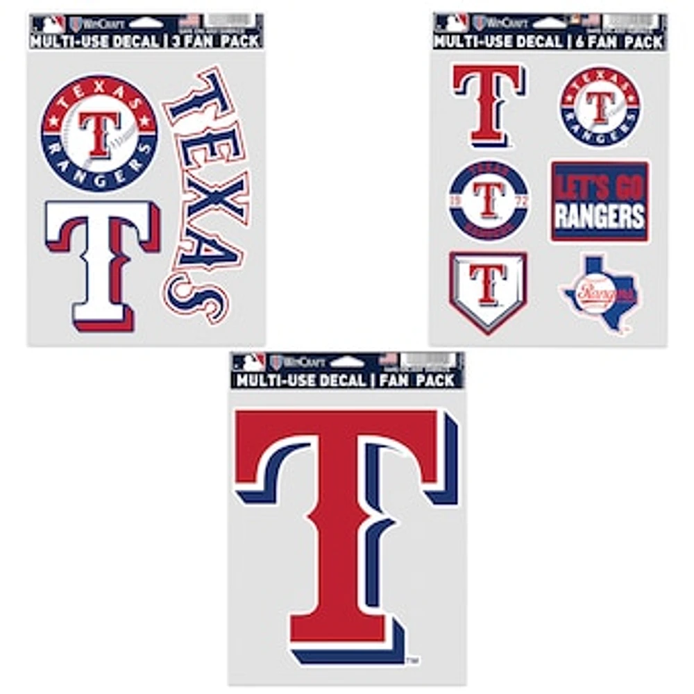 WinCraft Texas Rangers Three-Pack Fan Decal Set