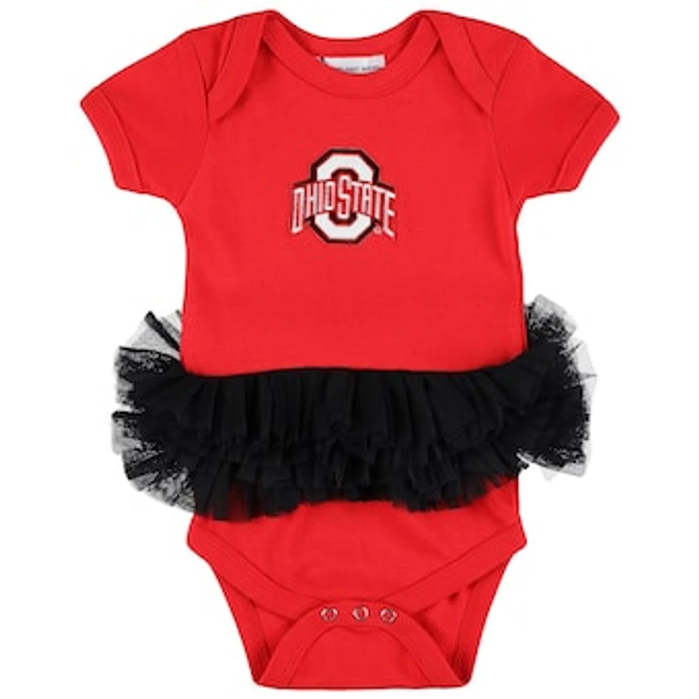 Infant & Newborn Two Feet Ahead  Scarlet Ohio State Buckeyes Tutu Bodysuit