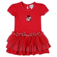 Toddler Two Feet Ahead  Red Georgia Bulldogs Pink Dot Tutu Dress