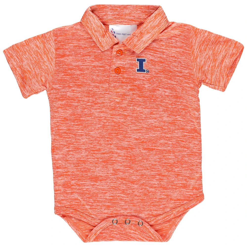 Newborn & Infant Two Feet Ahead Orange Illinois Fighting Illini Space-Dye Golf Polo Bodysuit