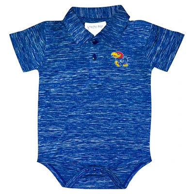 Infant Two Feet Ahead Royal Kansas Jayhawks Space Dye Golf Bodysuit