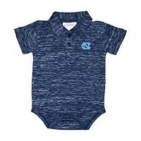 Infant Two Feet Ahead Navy North Carolina Tar Heels Space Dye Golf Bodysuit