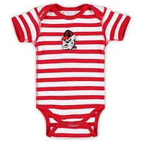 Infant Two Feet Ahead Red Georgia Bulldogs Stripe Shoulder Bodysuit