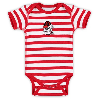 Newborn & Infant Two Feet Ahead Red Georgia Bulldogs Stripe Shoulder Bodysuit