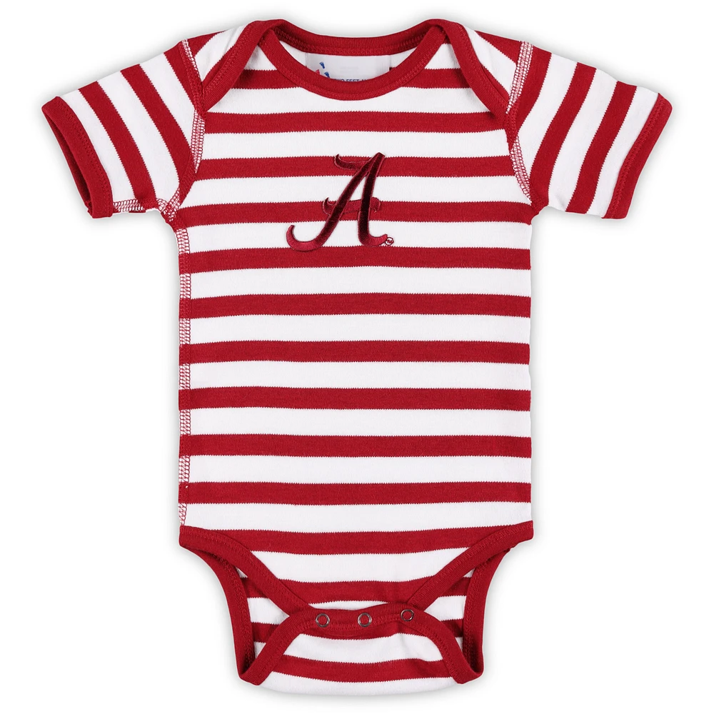 Infant Two Feet Ahead Crimson Alabama Tide Stripe Shoulder Bodysuit