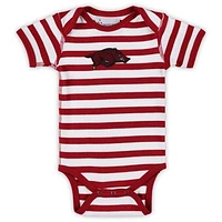 Infant Two Feet Ahead Cardinal Arkansas Razorbacks Stripe Shoulder Bodysuit