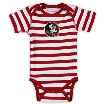 Newborn & Infant Two Feet Ahead Garnet Florida State Seminoles Stripe Shoulder Bodysuit