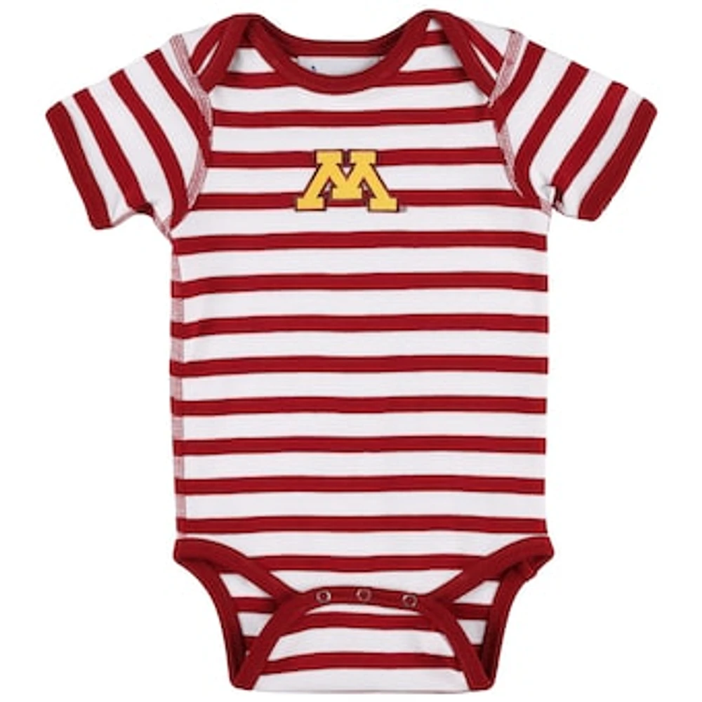 Newborn & Infant Two Feet Ahead Maroon Minnesota Golden Gophers Stripe Shoulder Bodysuit