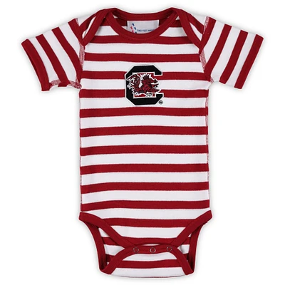 Infant Two Feet Ahead Garnet South Carolina Gamecocks Stripe Shoulder Bodysuit