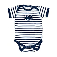 Newborn & Infant Two Feet Ahead Navy Penn State Nittany Lions Stripe Shoulder Bodysuit