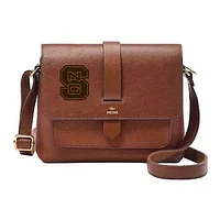 Fossil NC State Wolfpack Kinley Brown Leather Small Crossbody Bag