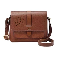 Fossil Wisconsin Badgers Kinley Brown Leather Small Crossbody Bag