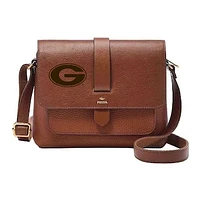 Fossil Georgia Bulldogs Kinley Brown Leather Small Crossbody Bag