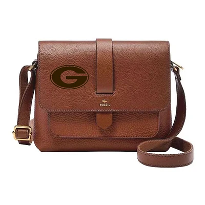 Fossil Georgia Bulldogs Kinley Brown Leather Small Crossbody Bag