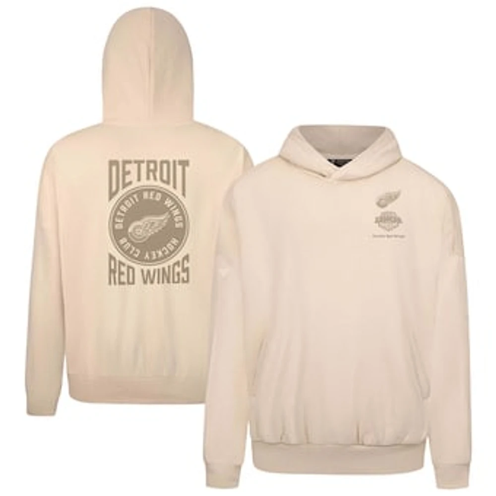 Men's Levelwear Cream Detroit Red Wings Contact Stamp Pullover Hoodie