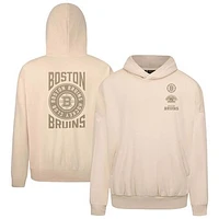 Men's Levelwear Cream Boston Bruins Contact Stamp Pullover Hoodie