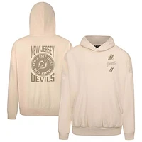 Men's Levelwear Cream New Jersey Devils Contact Stamp Pullover Hoodie