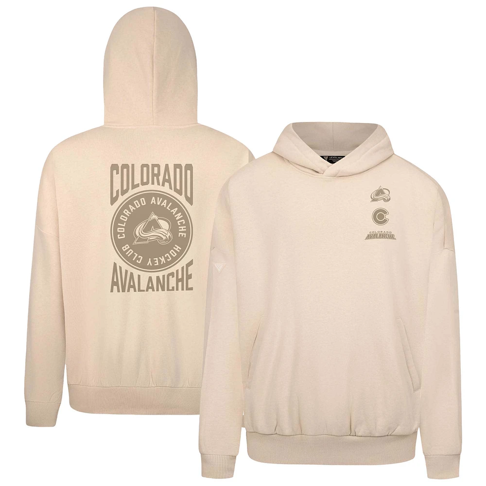 Men's Levelwear Cream Colorado Avalanche Contact Stamp Pullover Hoodie