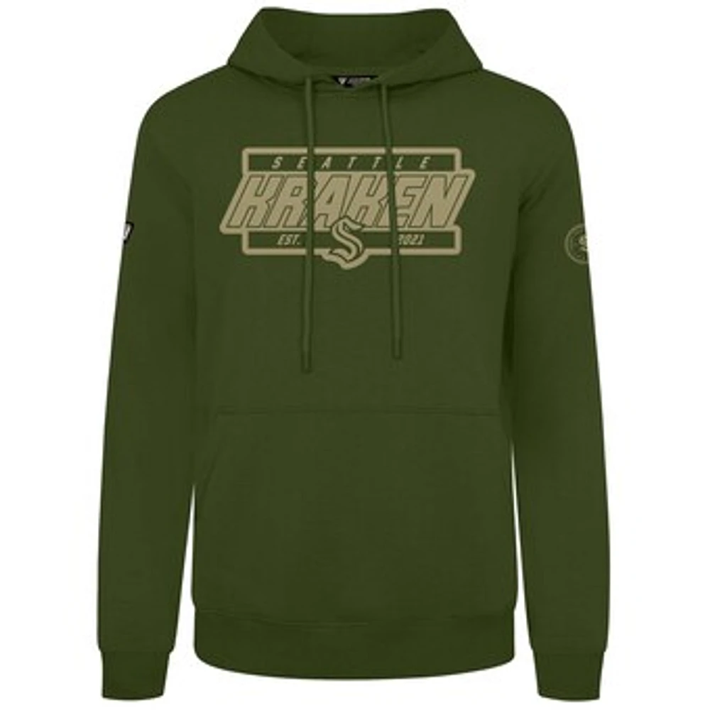 Men's Levelwear Olive Seattle Kraken Podium Pullover Hoodie