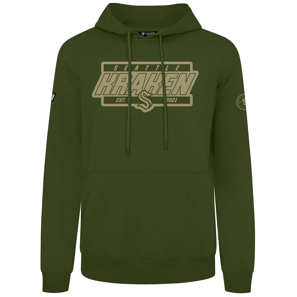 Men's Levelwear Olive Seattle Kraken Podium Pullover Hoodie