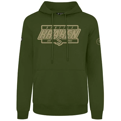 Men's Levelwear Olive Seattle Kraken Podium Pullover Hoodie