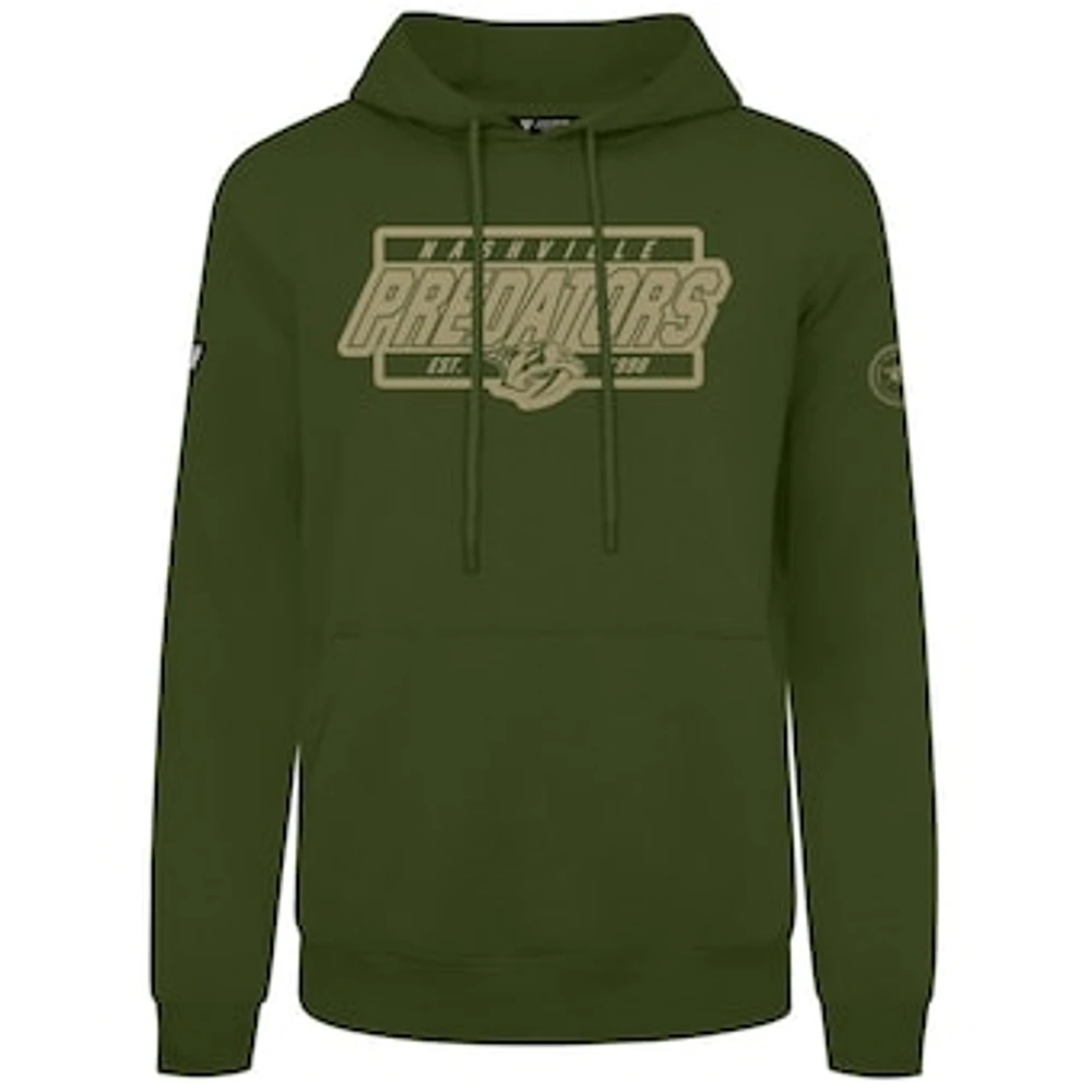 Men's Levelwear Olive Nashville Predators Podium Pullover Hoodie