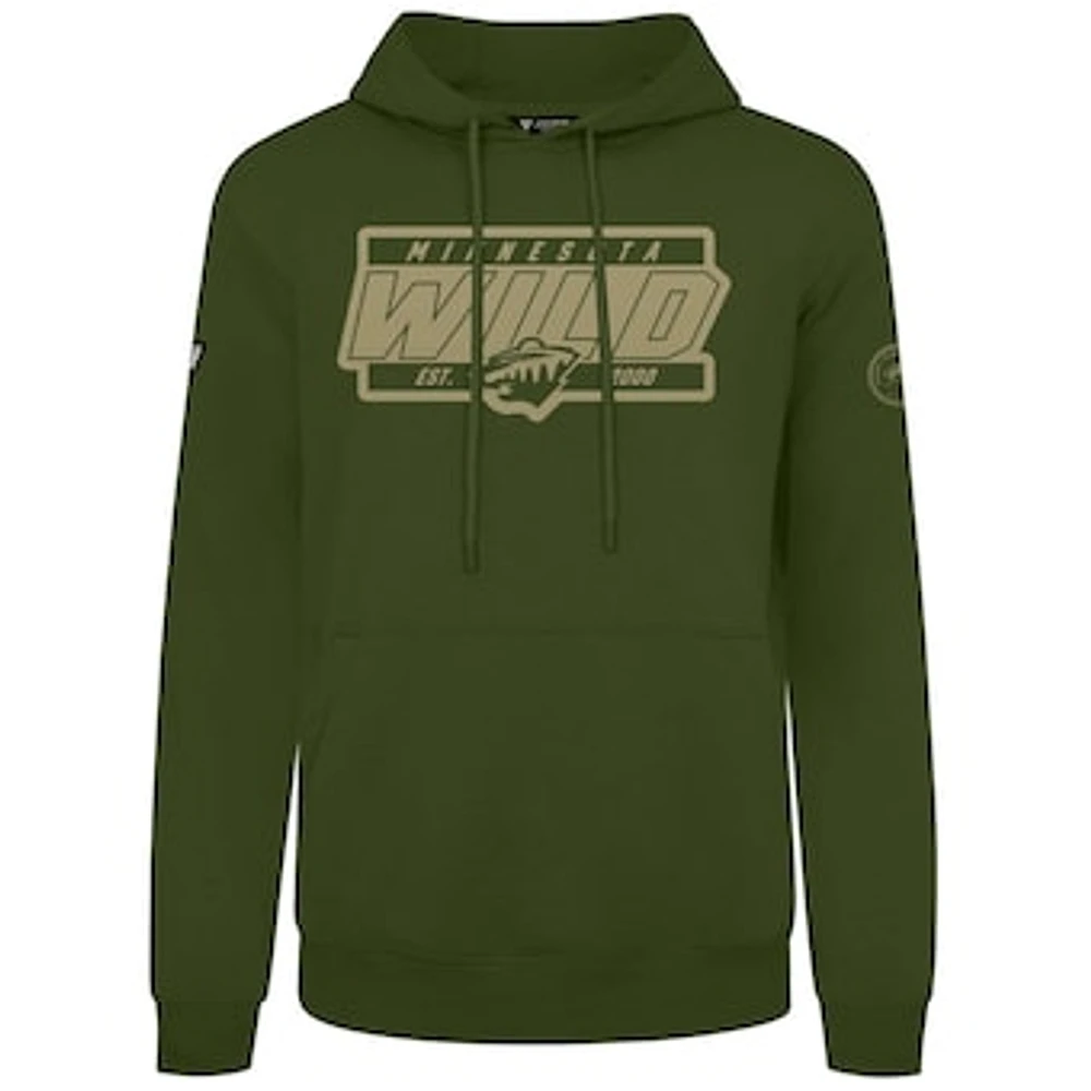 Men's Levelwear Olive Minnesota Wild Podium Pullover Hoodie