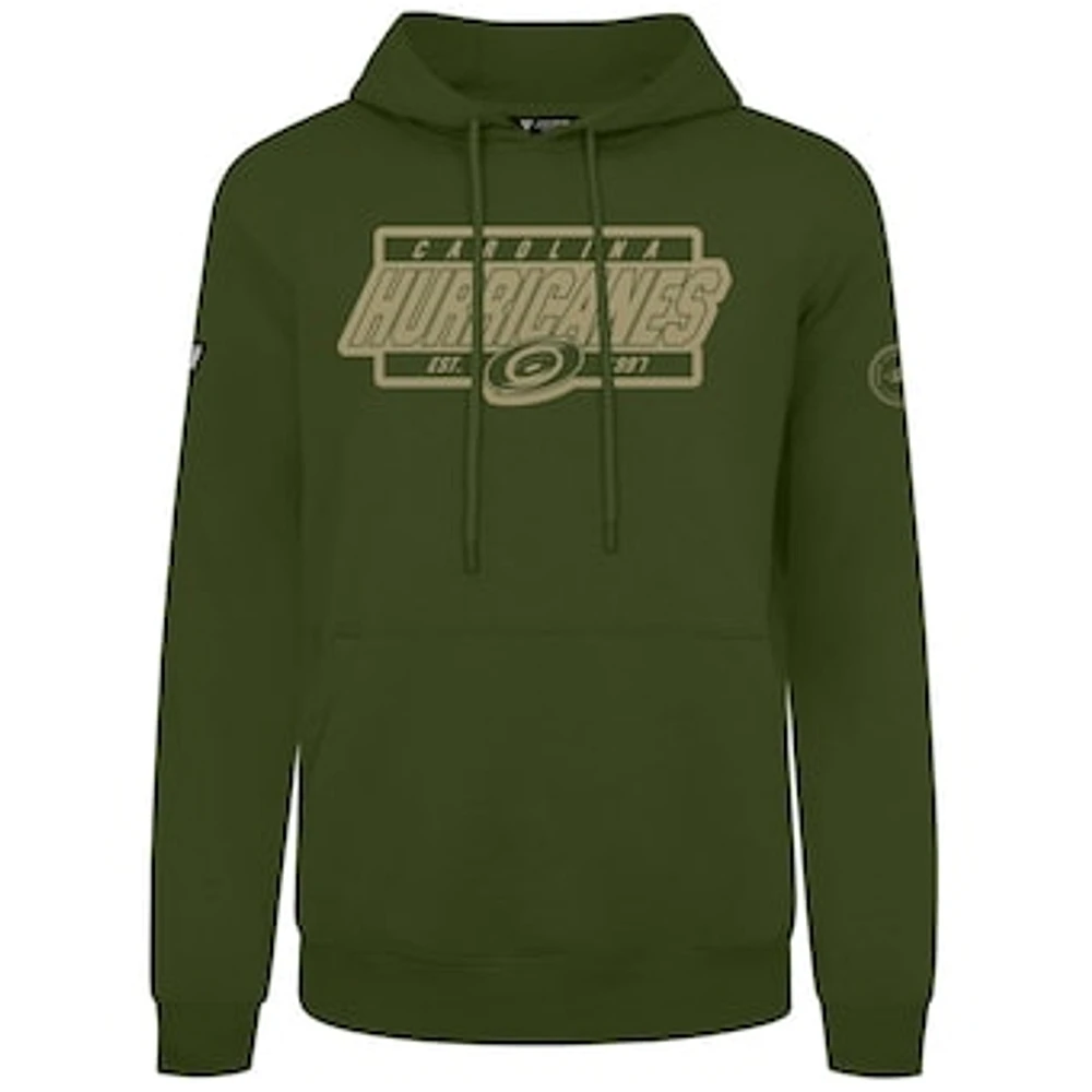 Men's Levelwear Olive Carolina Hurricanes Podium Pullover Hoodie