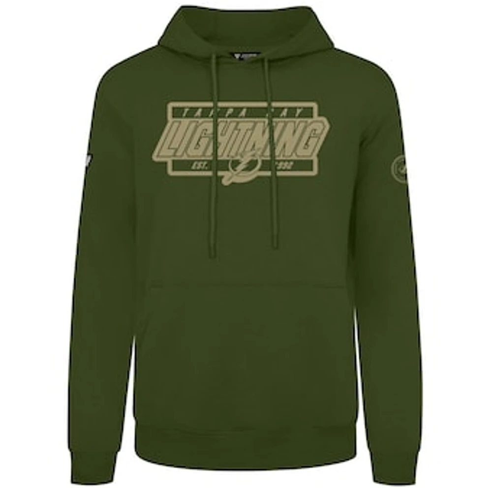 Men's Levelwear Olive Tampa Bay Lightning Podium Pullover Hoodie