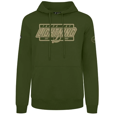 Men's Levelwear Olive Tampa Bay Lightning Podium Pullover Hoodie