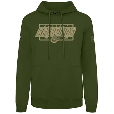 Men's Levelwear Olive Detroit Red Wings Podium Pullover Hoodie