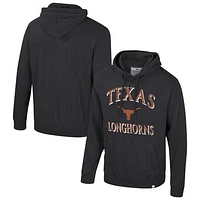 Men's Colosseum Black Texas Longhorns Big & Tall Cap E-Tan Pullover Hoodie