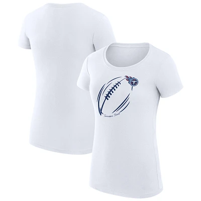 Women's G-III 4Her by Carl Banks White Tennessee Titans Subtle Football Fitted T-Shirt